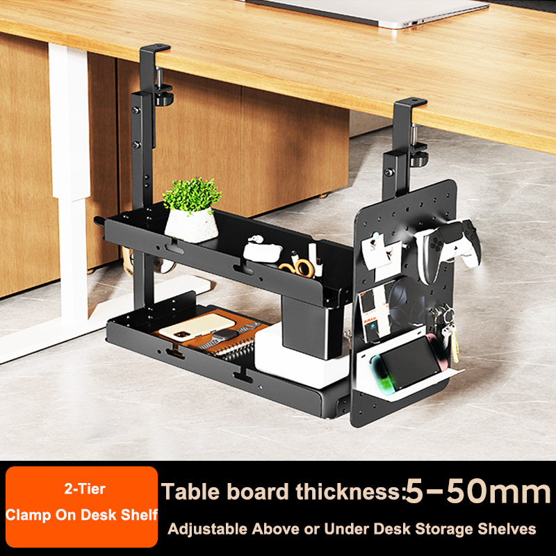 Gaming Accessories Organizer - Clamp-on 14 inch Above Below Desk