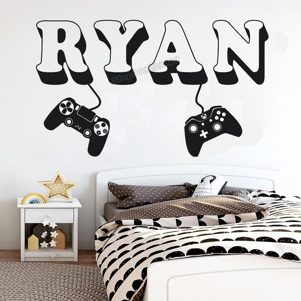 Gaming Accessories Wall - Gamer wall Sticker Custom Name Controller
