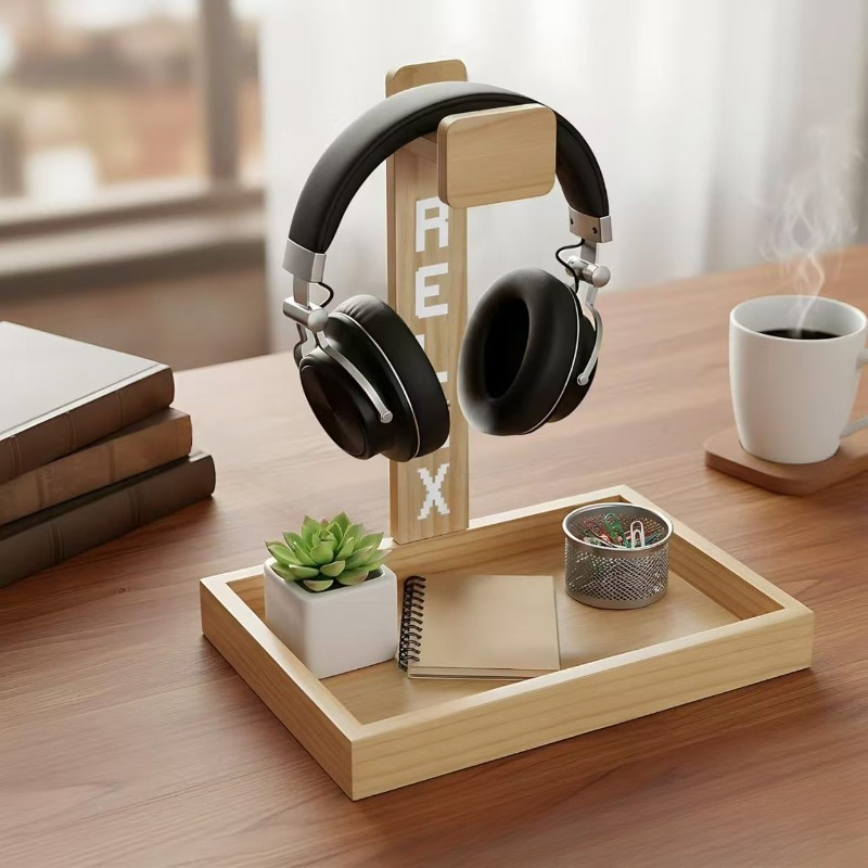 Wooden Gaming Headset Stand, D - Gaming Accessories Organizer ulasan dan harga