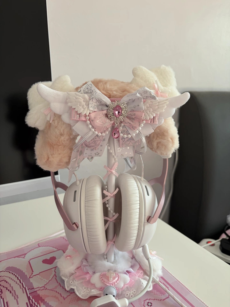 Cute Lace Headphone Stand Pink - Gaming Accessories Cute ulasan dan harga